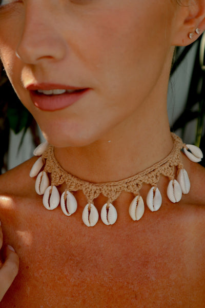 Crochet Cowrie Shell Choker