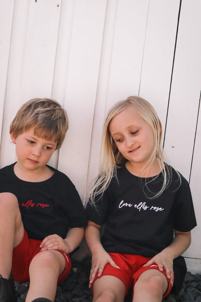 Kid's Love Ellis Rose Tee - Black & Red