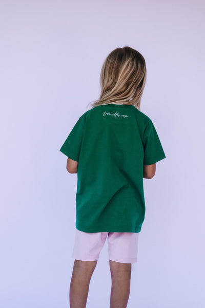 Love Ellis Rose Graphic Kids Tee - Green & Pink