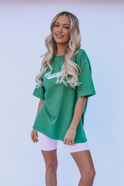 Love Ellis Rose Graphic Oversized Womens Tee - Green & Pink