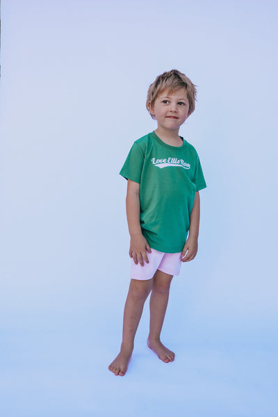 Love Ellis Rose Graphic Kids Tee - Green & Pink