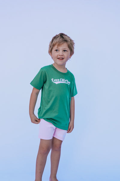 Love Ellis Rose Graphic Kids Tee - Green & Pink