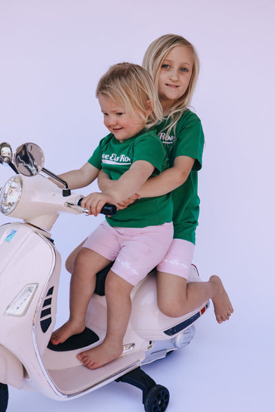 Love Ellis Rose Graphic Kids Tee - Green & Pink