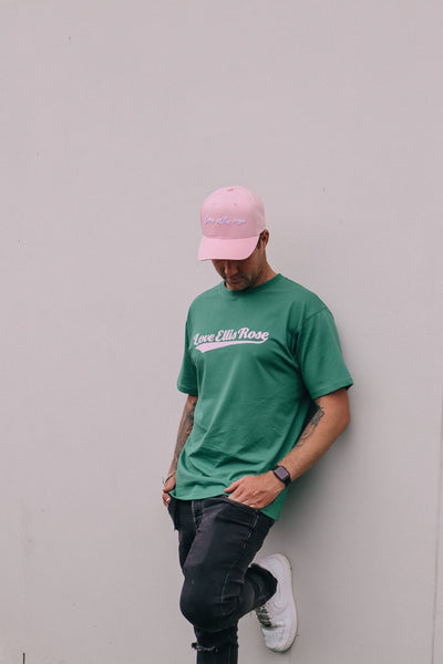 Love Ellis Rose Graphic Oversized Mens Tee - Green & Pink