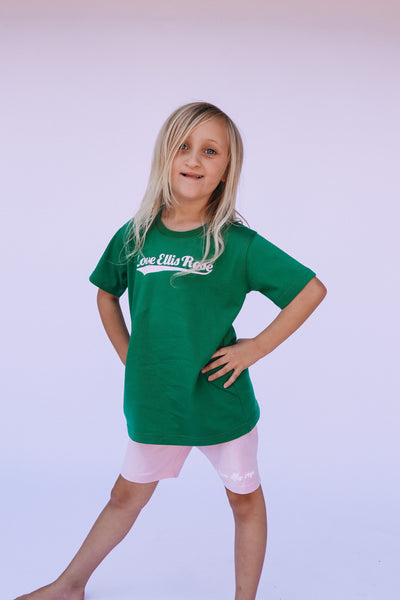 Love Ellis Rose Graphic Kids Tee - Green & Pink