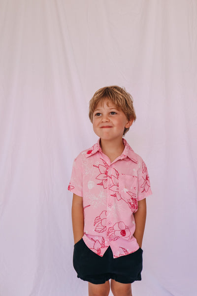 Kid's Button Up Shirt - Pretty in Pink