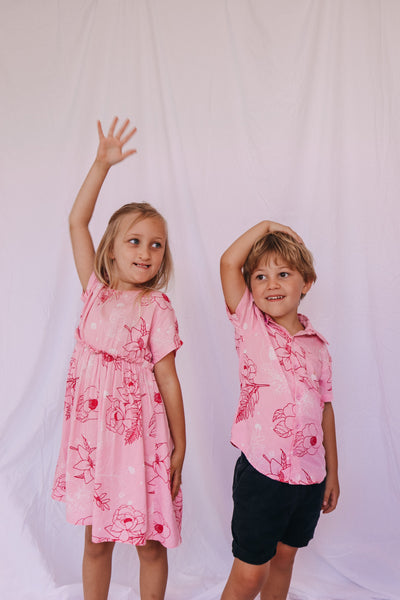 Kid's Button Up Shirt - Pretty in Pink