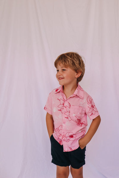 Kid's Button Up Shirt - Pretty in Pink